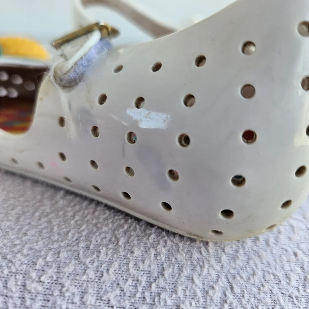 Mini Melissa Pop Pineapple Fruit Sandal White Yellow SZ 9 Hook & Loop Mary Jane